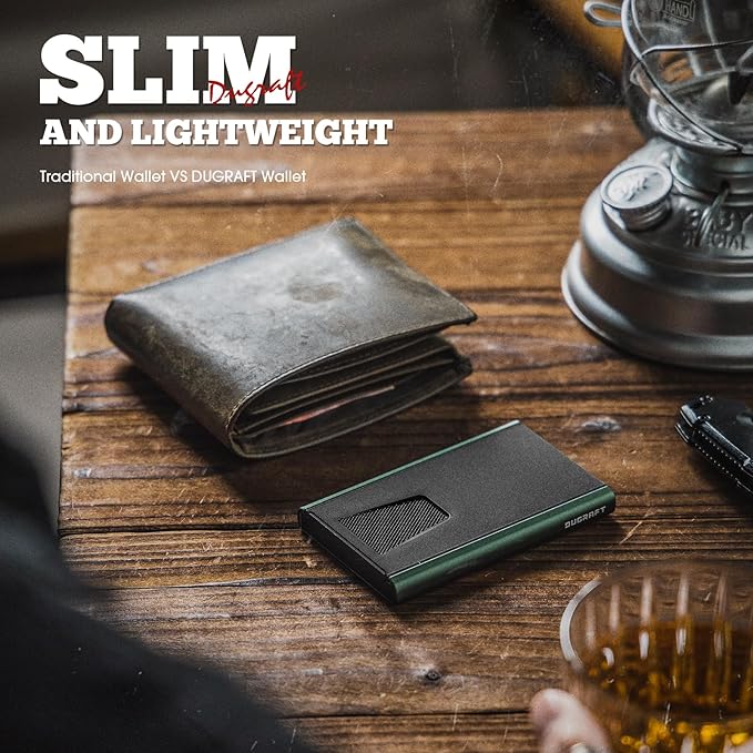 DUGRAFT Card Wallet for Men, Minimalist Credit Card Holder, Small Thin Mens Slim Wallet RFID, Metal Pop Up RFID Blocking Compact Wallet for Men