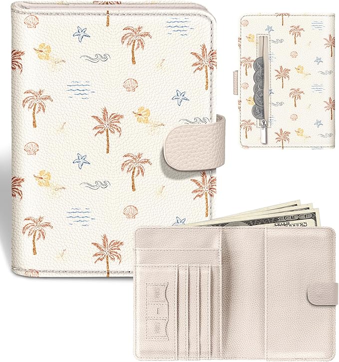 Slohif Passport Wallet Holder Cover for Travel - Women Men RFID Blocking Passport Book Case Protector, Summer Hawaiian Beach Leather Personalized Organizer Slim Carrier Boarding Pass Cards Slots