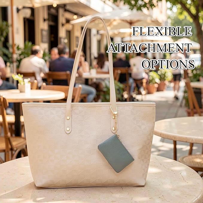 Full Grain Leather Coin Purse with Key Chain - Small Change Purse Keychain Card Holder Keychain Pouch Small Keychain Wallet for Women and Men (Powder Blue)