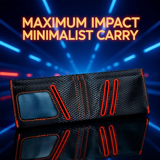 Minimalist RFID Blocking Slim Wallet for Men – Waterproof Microfiber Front Pocket Bifold Card Holder – Holds 10 Cards & Cash (Hexa Ember Edition)