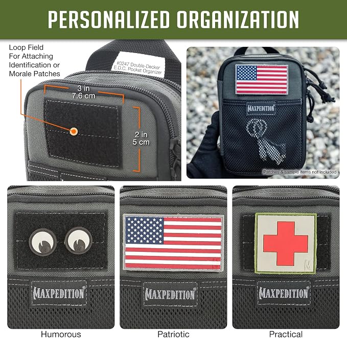 MAXPEDITION Double-Decker Pocket Organizer, Tactical Tool Pouch for Organization, EDC Pouch for Everyday Carry