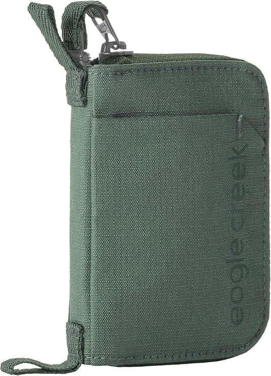Eagle Creek Stash RFID Wallet – Slim Travel Wallet with RFID Blocking – Secure Passport, Cards & Cash – Lightweight, Water-Resistant Nylon – Zipper Closure – Unisex Design - Grass Green