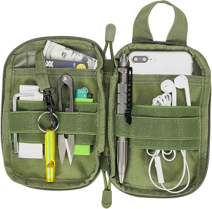 IronSeals Tactical Molle EDC Pouch Utility Tool Pouch Compact Pocket Organizer Pouch with US Flag Patch