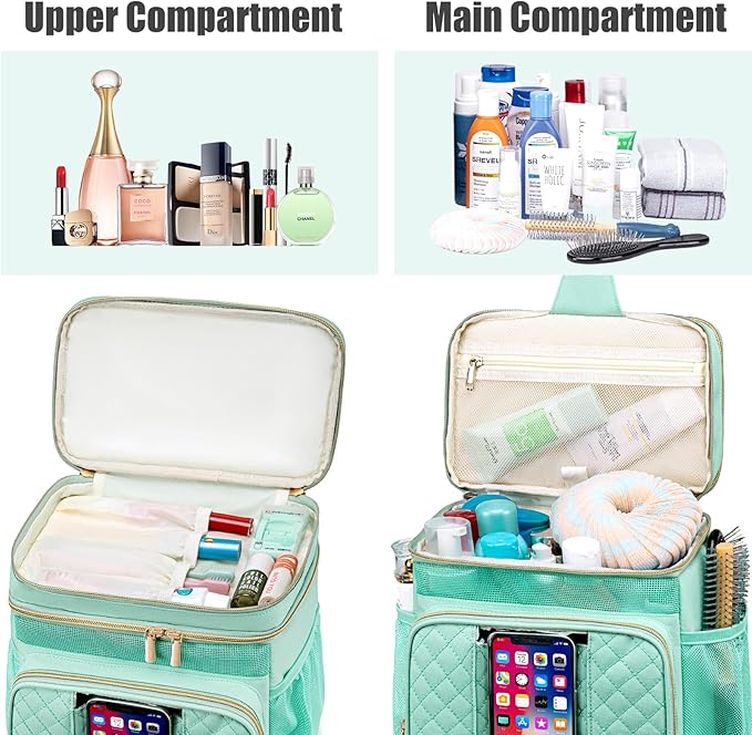 Tealari Large Toiletry Bag for Women Men,Bathroom Bag,Water Resistant Shower Bag,Makeup Bag,Portable Shower Caddy for College Dorm,Hanging Travel Toiletry Bag with Transparent Waterproof Phone Pocket