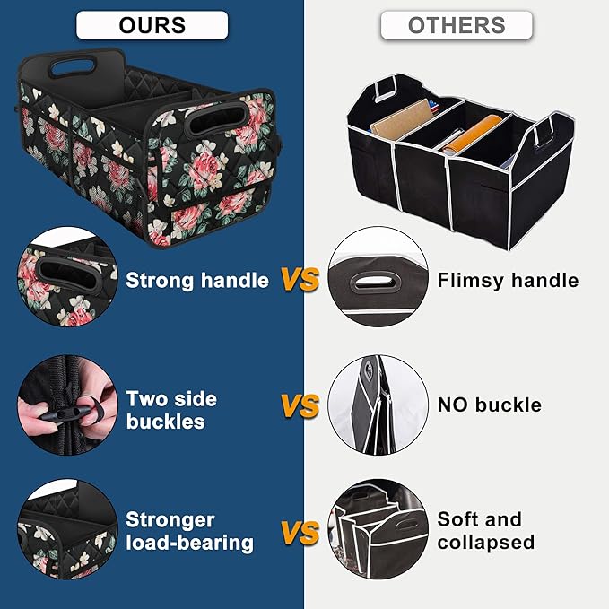 Deosk Car Trunk Organizer for SUV, Car Organizers and Storage with 6 Pocket, Car Accessories for Women/Men 50L Waterproof Polyester Trunk Organizer(Medium, Floral)