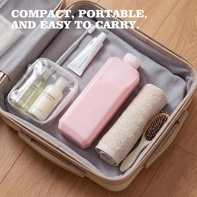 DEMORA 3.4oz Small Square Plastic Travel Bottles, Reusable Leak Proof Liquid Containers with Caps and Stickers for Pill, Water, Juice（4 Translucent & 4 White, 8 Pcs）