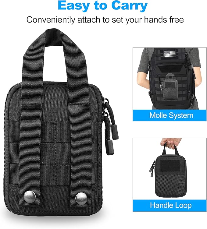 Tactical EDC Pocket Organizer Pouch, Mini Small Tool Storage Pouch Bag Portable Nylon Molle Compatible Military Utility Pouch for Electronic Accessories, Aid Kits, Multitools, Tactical Accessories