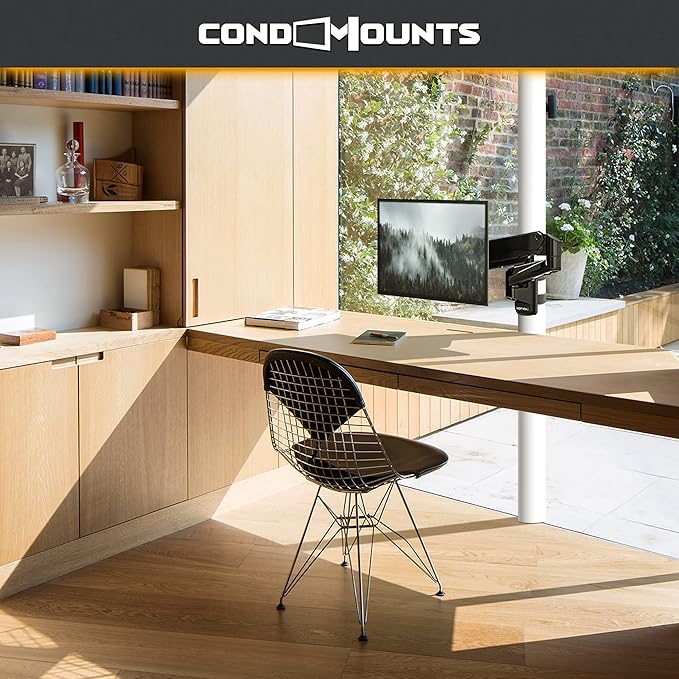 CondoMounts CLMMMAB2022 Full Motion Pillar Monitor Mount | WorkBench Monitor Mount | Pallet Rack | NO Drill | GAS Spring Arm with VESA Plate | Pillar Mount | Holds 18lbs | Up to 32-in. Monitor | Black