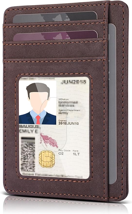 Teskyer Slim Wallet for Men, Minimalist Front Pocket RFID Blocking Leather Wallet Credit Card Holder for Men & Women