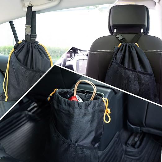 GNEGNI 2PCS Car Garbage Can, Hanging Car Trash Bag with Waterproof Leakproof Lining