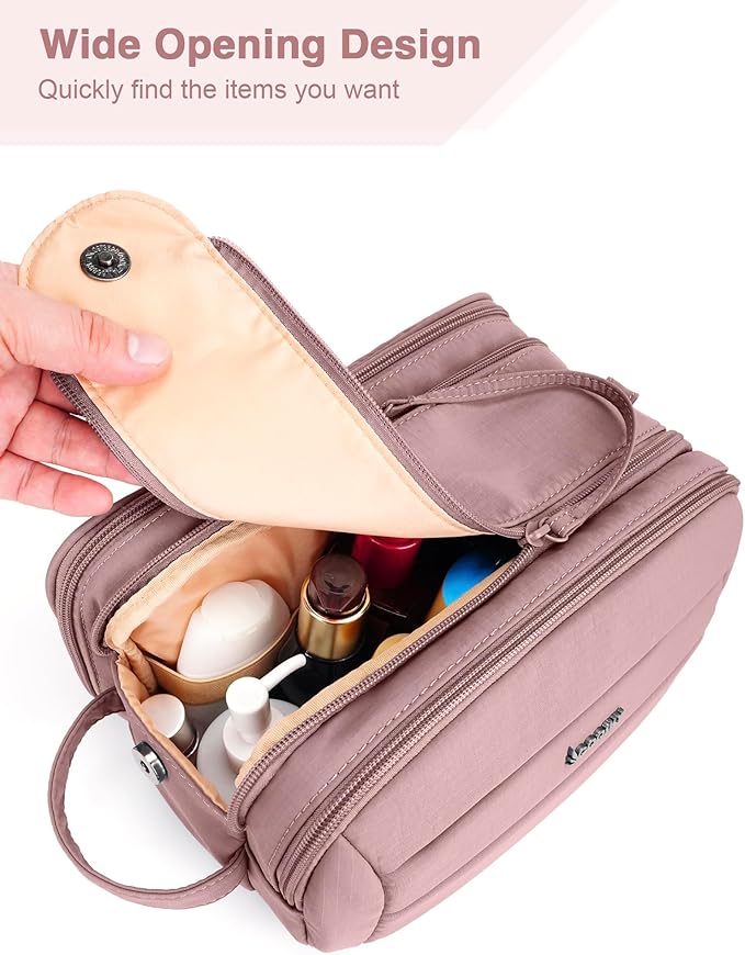 COOSKY Toiletry Bag for Men & Women, Cruise Ship Travel Essentials, Shaving Dopp Kit with Dry and Wet Separation, Water-resistant Bathroom Cosmetic Organizer Bag, Makeup Accessories, Dark Purple