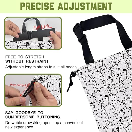 Car Trash Bag Abstract Dog Hanging Drawstring Car Organizer and Storage Bag with Adjustable Buckle Canvas Garbage Bin for Back Seat or Hanging Headrest Car Decor Road Trip Essentials