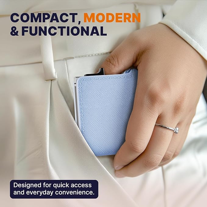 Conceal Plus Small RFID Pop Up Wallet for Women – Slim Minimalist Credit Card Holder (4-6 Card Capacity) – Compact Aluminum Metal Case with RFID Blocking Security Travel Wallet