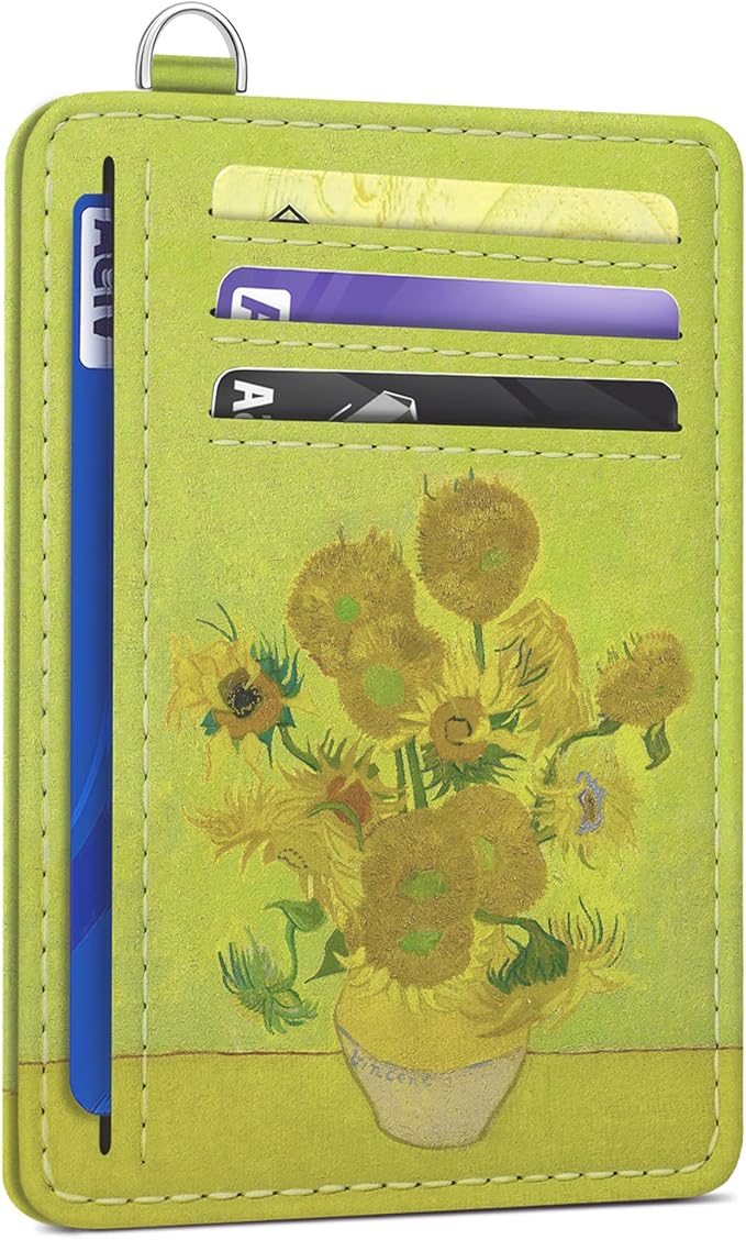 SEAVILIA Credit Card Holder for Women, Sunflower RFID Wallet Women, Slim Minimalist Front Pocket Card Holder, Cute Thin Travel RFID Blocking Card Case, Small Wallets Woman Gifts Girls