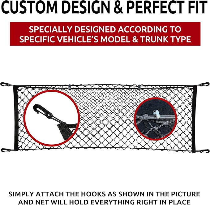 Envelope + Floor Style Elastic Trunk Mesh Cargo Net for Subaru Ascent 2019-2025 - Premium Trunk Organizers and Storage - Luggage Net for SUV - Best Car Organizer for Subaru Ascent