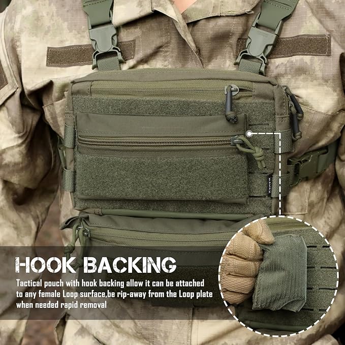 WYNEX Tactical Tool Zipper Pouch, Bag Insert EDC Organizer Utility Admin Storage Pocket Accessories Snack Pouch with Hook Backing for MK3 MK4 Chest Rig