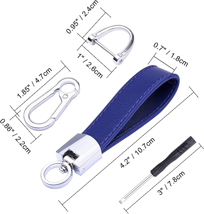 Wisdompro Genuine Leather Car Keychain, Universal Heavy Duty Key Fob Keychain Leather Key Chain Holder for Men and Women