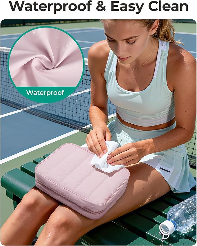 BAGSMART Travel Toiletry Bag for women, Portable Hanging Hook Makeup Bag Organizer, Waterproof Makeup Cosmetic Bag, for Full-Size Accessories, Toiletries, Pink
