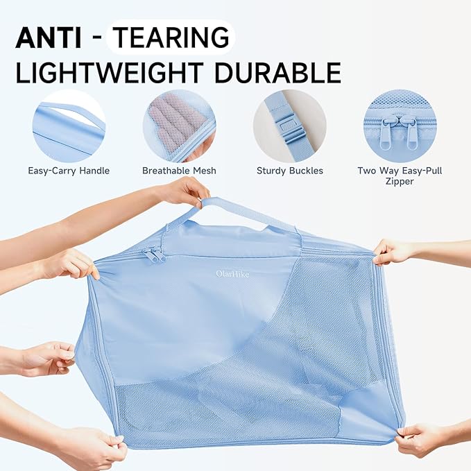 OlarHike 11 Set Packing Cubes for Travel, Gifts for Women Mom,Anti-Tearing Suitcase Organizer with Over 1000 pcs Mesh Holes,Vacation Essentials & Accessories for Cruise Ship