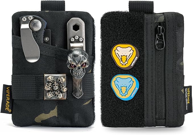 VIPERADE VE15 Small EDC Pouch, Pocket Organizer, EDC Pocket Pouch with DIY Patches Area, EDC Pocket Organizer Wallet for Cards, Small Tool Pouch for EDC Gears