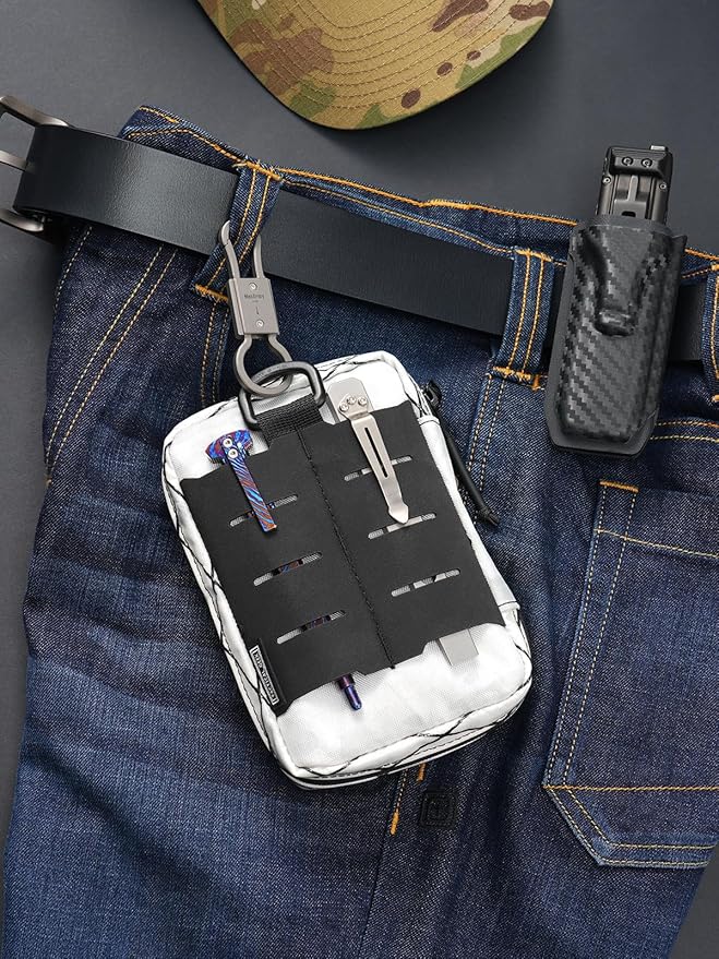 TACTICAL GEEK Block E2.0 EDC Compact Waist Pocket Pouch, Multi-Purpose Molle EDC Pouch Gadget Organizer, Multi-Purpose Molle Tool Pouch for Multitools, Nylon Daily Utility Tool Organizer Bag White