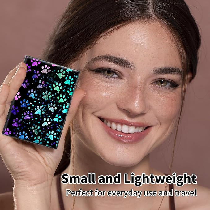 Metal Wallet,Credit Card Holder for Women Men,RFID Blocking Card Holder Mini Slim Aluminum Wallet ID Case Hard Case Business Card Holder Case,Glitter Paw Footprint