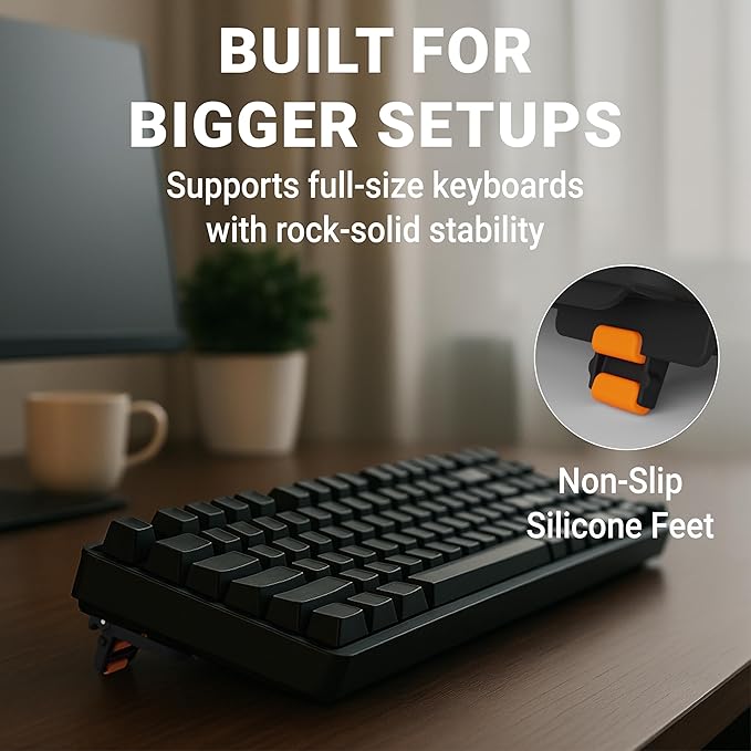 ESC Flip PRO Adjustable Keyboard Stand (3rd Gen) – Extendable Width for 100% Stability on Full-Size & Compact Keyboards – Reusable Micro-Suction Grip (Washable & No Glue) – Portable Folding Legs for Laptop & PC