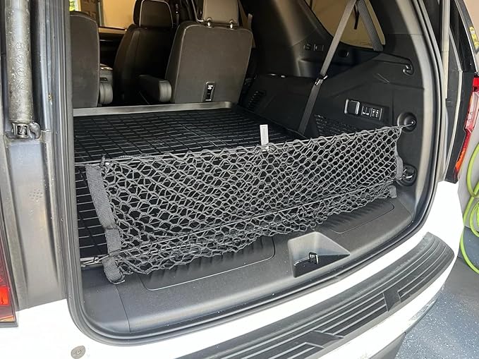 Rear Trunk Organizer Cargo Net for Chevrolet Tahoe 2015–2026 – Black Color Envelope Style Cargo Net for SUV – Premium Mesh Car Trunk Organizer Vehicle Carrier Storage – Compatible with Tahoe