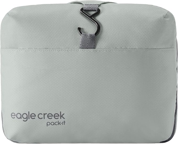 Eagle Creek Pack-It Hanging Toiletry Kit - Dual Compartment Toiletry Kit for Keeping Small Items Organized - Water Resistant - Top Grab Handle - Zipper Pouch - Storm Grey