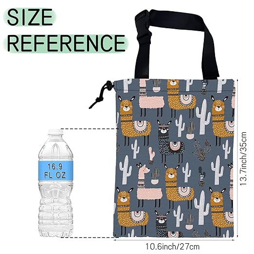 Cute Llamas Car Garbage Bag,Cactuses Waterproof Small Car Trash Bag Hanging Back of Seat,Drawstring Hanging Car Trash Bag with Adjustable Buckle for Car Accessories