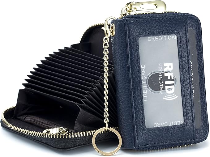 imeetu Rfid Credit Card Holder,Genuine Leather Businese Card Case,Rfid Blocking Wallet for Women & Men