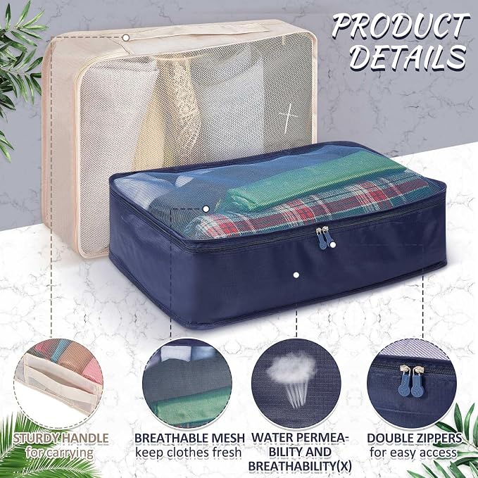 Silkfly 12 Pcs Packing Cubes for Suitcase Travel Luggage Bags Bulk Mesh Organizer Set for Hiking Camping Backpacking Clothes Accessories (Dark Colors,XL, L, M Size)