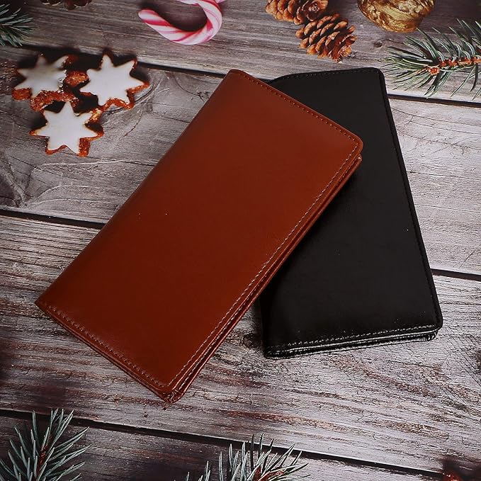 Sanlykate Leather Checkbook Cover for Men and Women, Check Book Case Card Holder with Free Divider, Standard Register Duplicate Checks with pen inserts