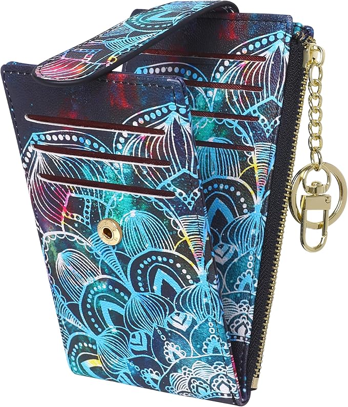 Badiya Slim Women Wallet RFID Blocking Bifold Compact 9 Card Slots Holder Wallets Soft Leather with Zipper Coin Pocket 2 ID Window