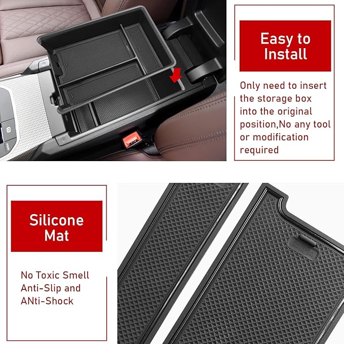 TTCR-II Compatible with 2019-2024 2025 2026 BMW 3 Series Center Console Organizer, For BMW 4 Series Console Organizer Tray i4 G26 2021-2026, For G20 325i 328i 330i and G22 430i 440i Center Armrest Box