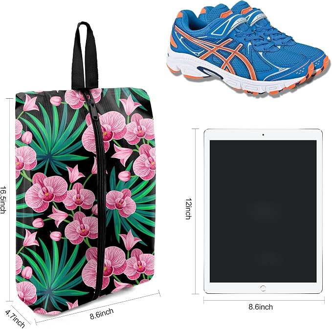BeeGreen Shoe Bags 6 Pack Flower Design for Travel with Handle as Packing Organizers for Suitcase and Luggage | Portable Nylon Storage Accessories for Vacations, Essential Gifts for Women and Men