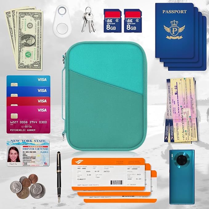 EcoVision Family Passport Holder for Travel with RFID Blocking, Traveling Essentials Organizer Pouch Bag, Light Passport Wallet for Travel Must Haves Accessories for Women Men