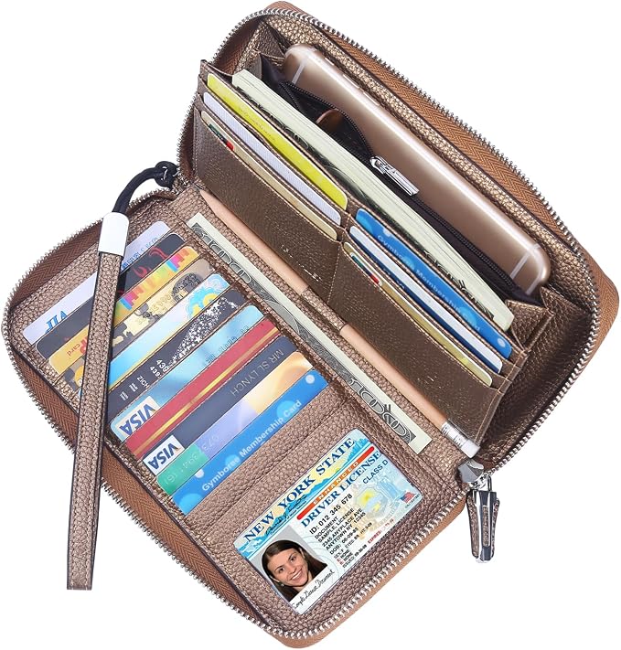 Lavemi Small Compact Women Wallet RFID Blocking Genuine Leather Bifold Purse with ID Windows