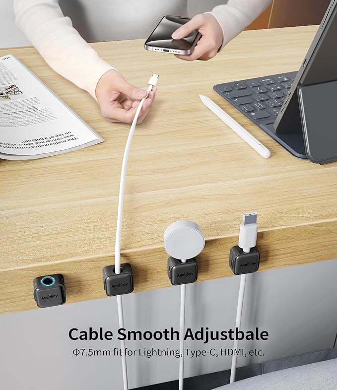 9 Pack Magnetic Cable Clips Cord Organizer,Desk Cable Management Accessories,Cord Clips,Adhesive USB Wire Holder Keeper Organizer for Home Office Desk Phone Car Wall Desktop Nightstand cable organizer