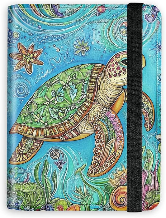 [Colorful Turtle Ultra-Slim Passport Holder Wallet with Pen Loop, RFID Blocking Faux Leather Travel Passport Cover, Compact Boarding Pass & Card Case Organizer for Women & Men