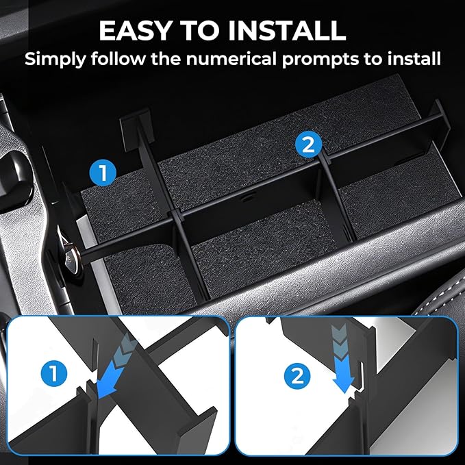Center Console Dividers Organizer Compatible with Toyota RAV4 2026, Interior Accessories Armrest Box Insert Storage Dividers for 2026 RAV 4, Black