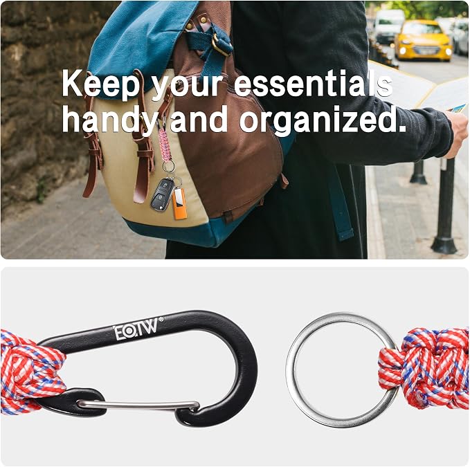 EOTW Carabiner Keychain,Paracord Keychain Small Aluminum Clip D Ring for Camping, Hiking, Fishing, Or As A Key Organizer