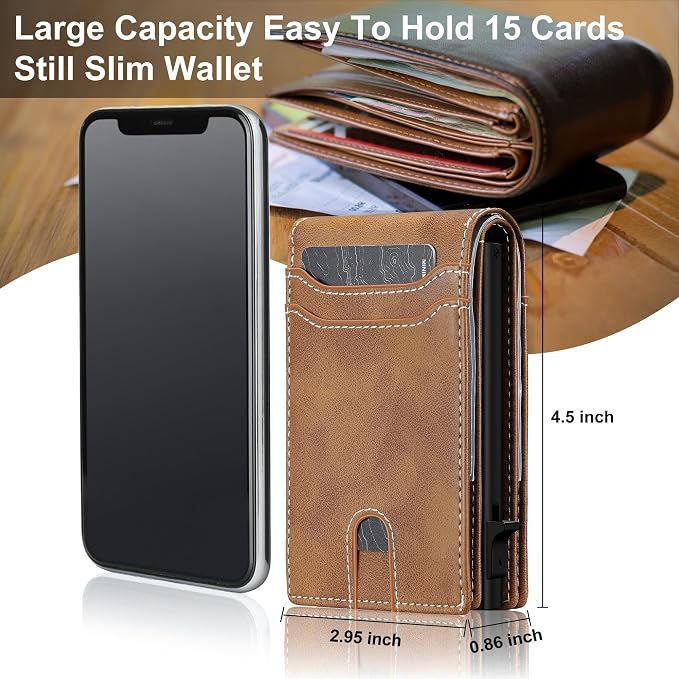 furid Card Wallet For Men Slim: Smart Rfid Minimalist Front Pocket Pop Up Wallet with ID Window - Gifts for Husband Father at Birthday Anniversary