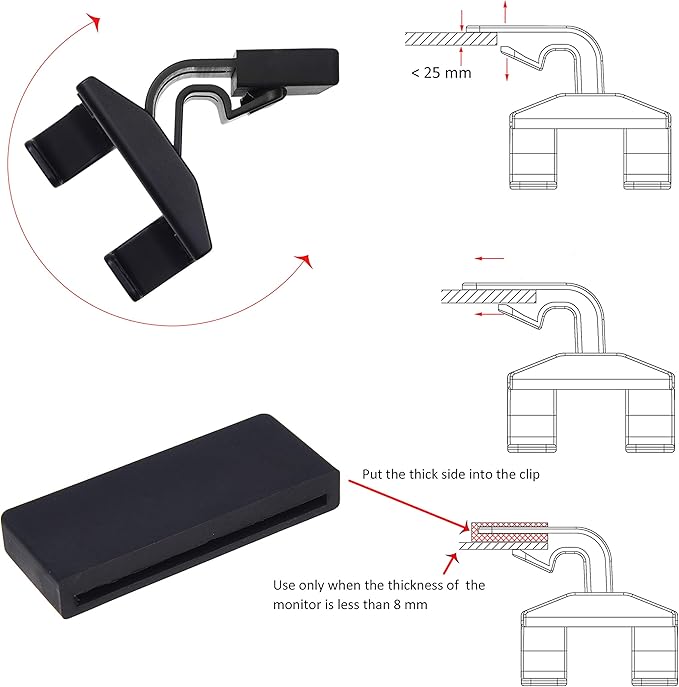 Kare Kind Smartphone Clip-On Holder - Attaches to Monitor and Laptops - Adjustable Mount for Slim or Thick Monitors (up to 25mm) - with A Universal Phone Dock/Stand