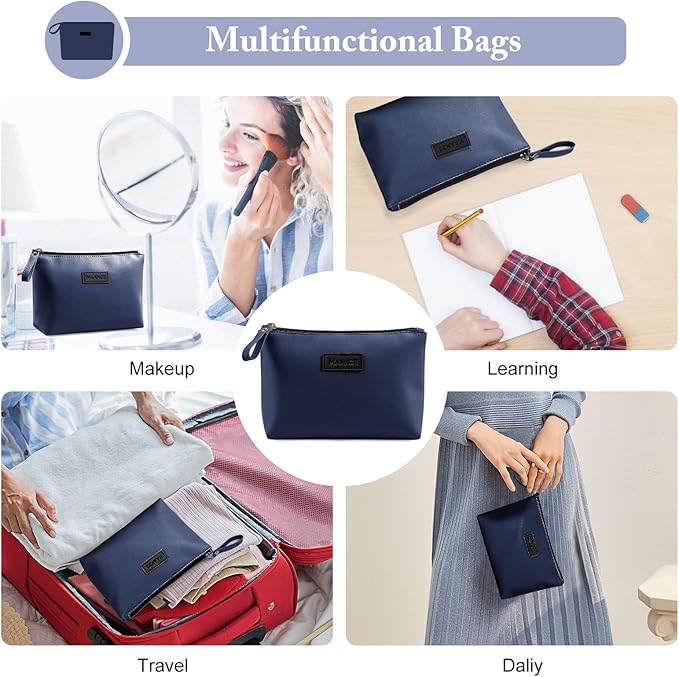 Cosmetic Bags for Women Small Makeup Bag for Purse Pu Leather Makeup Pouch Travel Makeup Bag with Zipper Make Up Bag for Travelling