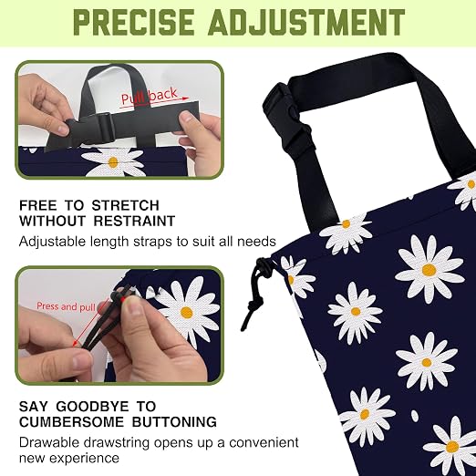 Car Garbage Bag Navy Blue Daisy Floral Hanging Canvas Car Trash Bag Waterproof Drawstring Car Back Seat Organizer for Car Back Front Seat Console with Adjustable Buckle