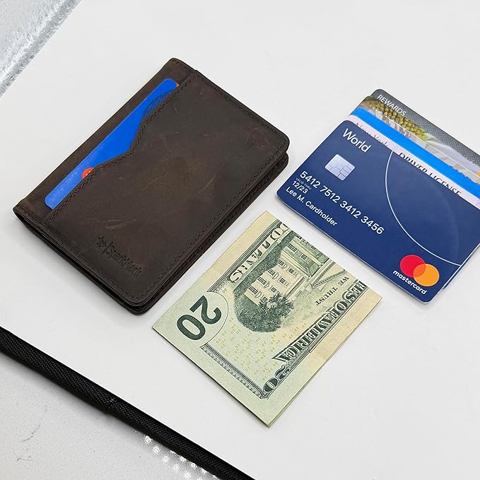 RFID Blocking Slim Wallet for Men | Thin Bifold Credit Card Holder Wallet | Mens Wallet Slim Business Card Case | Minimalist Front Pocket wallet with Gift Box