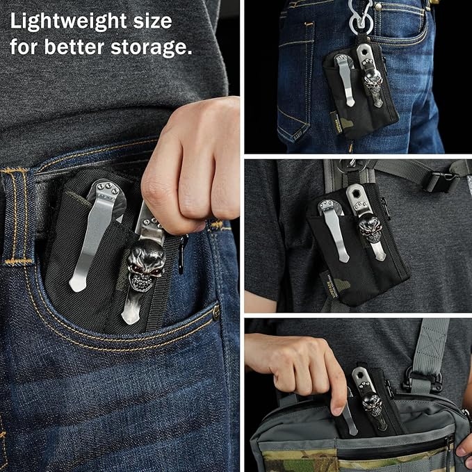 VIPERADE VE17 Small EDC Pouch, EDC Pocket Organizer with DIY Patch Area, Mini EDC Pouch with Zipper Pocket, Small Card Pocket, 2 Slots Pocket for EDC