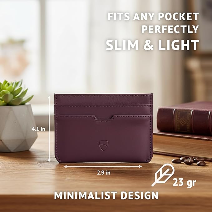 Vaultskin MOORGATE Slim Card Holder – Minimalist Leather Wallet with RFID Blocking, Front Pocket Credit Card Case for Men & Women