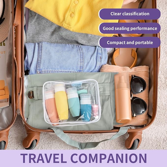19 Pack Travel Bottles for Toiletries - TSA-Approved Leak-Proof Silicone Containers with Cream Jars Spray Bottles Funnel Brushes & Labels - Portable Refillable Kit for Shampoo Lotion & Conditioner